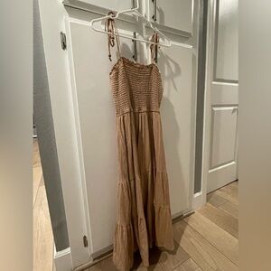 Woman’s Smocked Shoulder Ties w/beads dress, size M